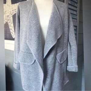 Grey Warm long sleeve open front sweater or sweater coat, size XL GUC